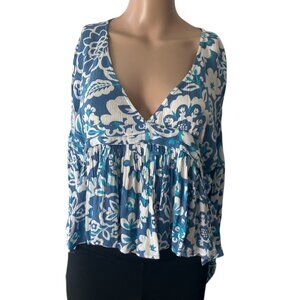 O'Neill Mary Cristina Blue Floral Surfer Bohemian Top